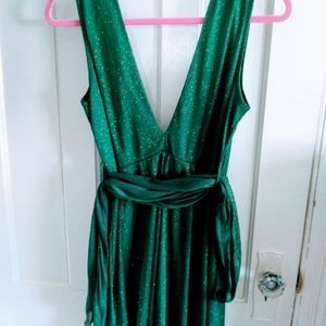 Glittery Chiffon in Emerald Dress